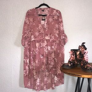 NWT Torrid Floral High-Low Button Tunic/Kimono